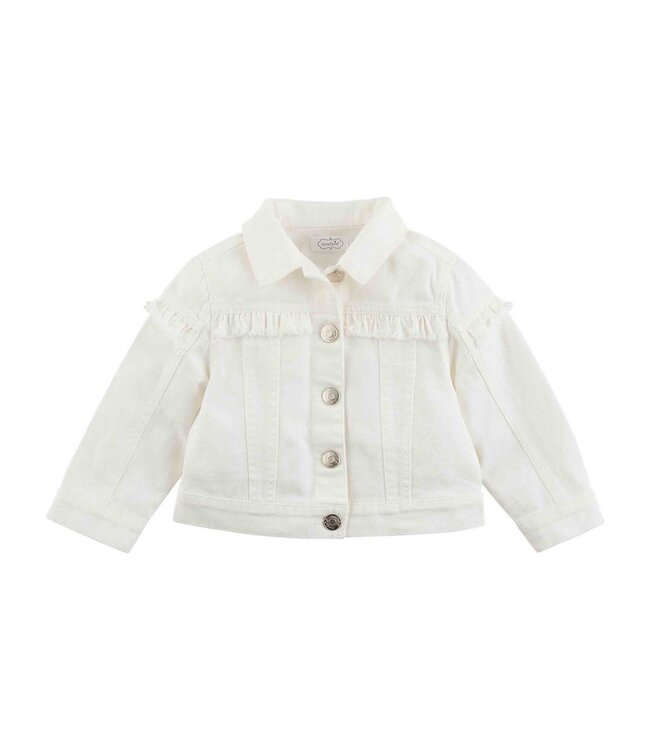 White Denim Ruffle Jacket