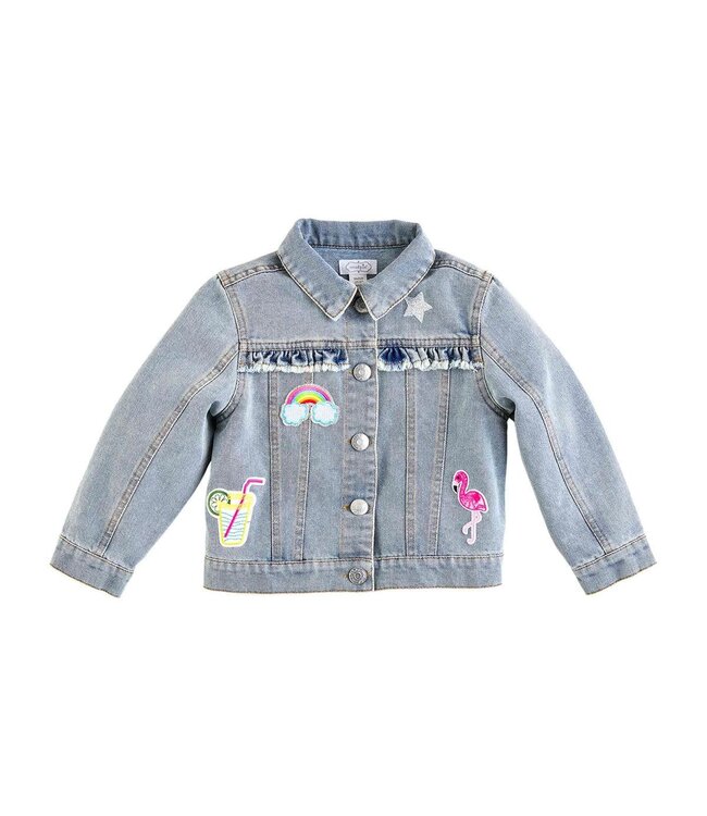 Denim Ruffle Jacket w/ Patches