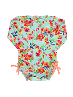 Rufflebutts Painted Flowers LS One Pc Rash Guard