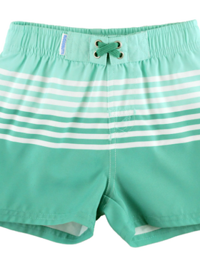 RuffleButts + RuggedButts Ocean Teal Stripe Swim Trunks