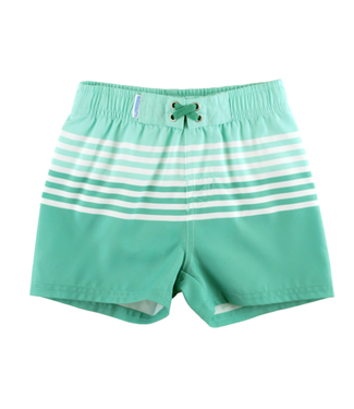 RuffleButts + RuggedButts Ocean Teal Stripe Swim Trunks