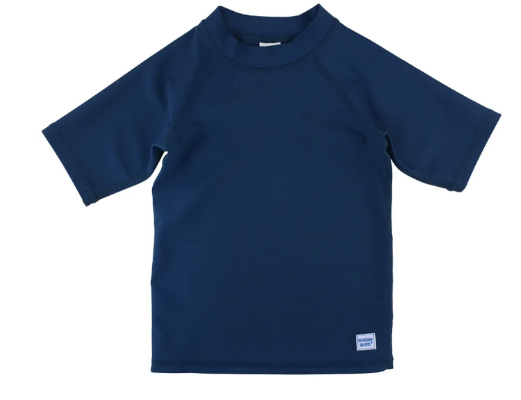 RuffleButts + RuggedButts Navy Short Sleeve Rash Guard