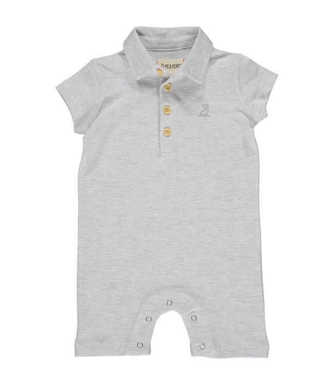 Grey Pique Polo Romper