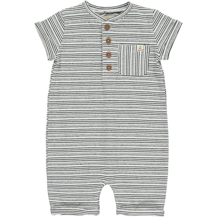 Me & Henry Black/White Stripe Camborne Henly Romper