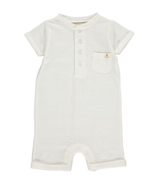 Me & Henry White Ribbed Camborne Henley Romper