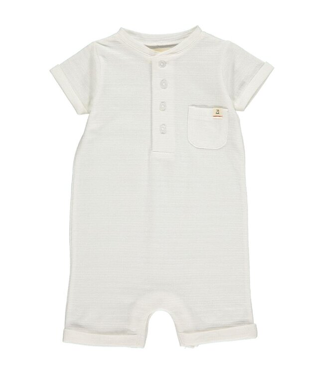 White Ribbed Camborne Henley Romper