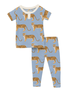 Kickee Pants Pond Tiger Short Sleeve Henley Pajama Set