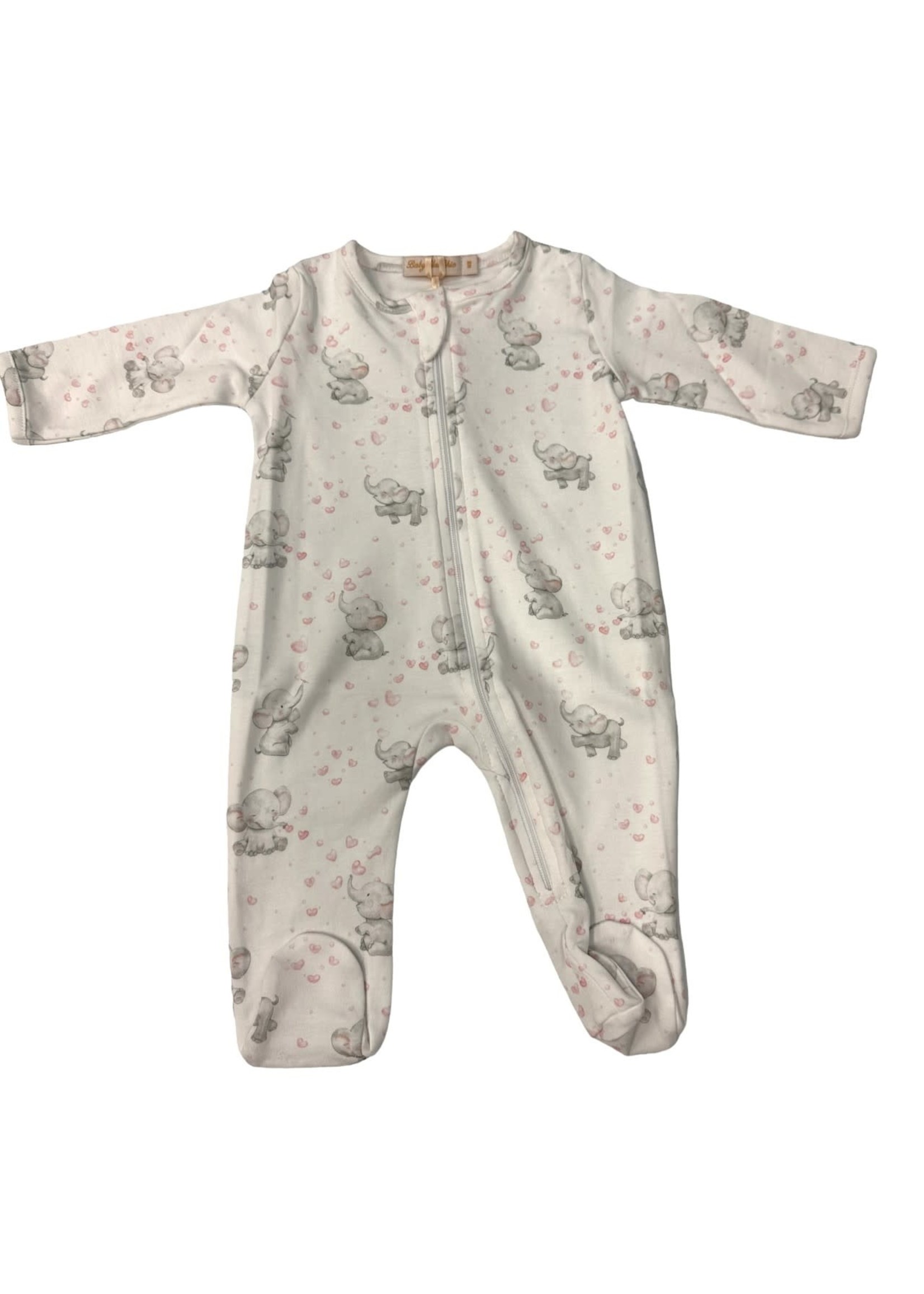 Baby Club Chic Bubbly Elephant Pink Zipper Footie