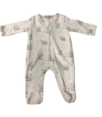 Baby Club Chic Bubbly Elephant Pink Zipper Footie