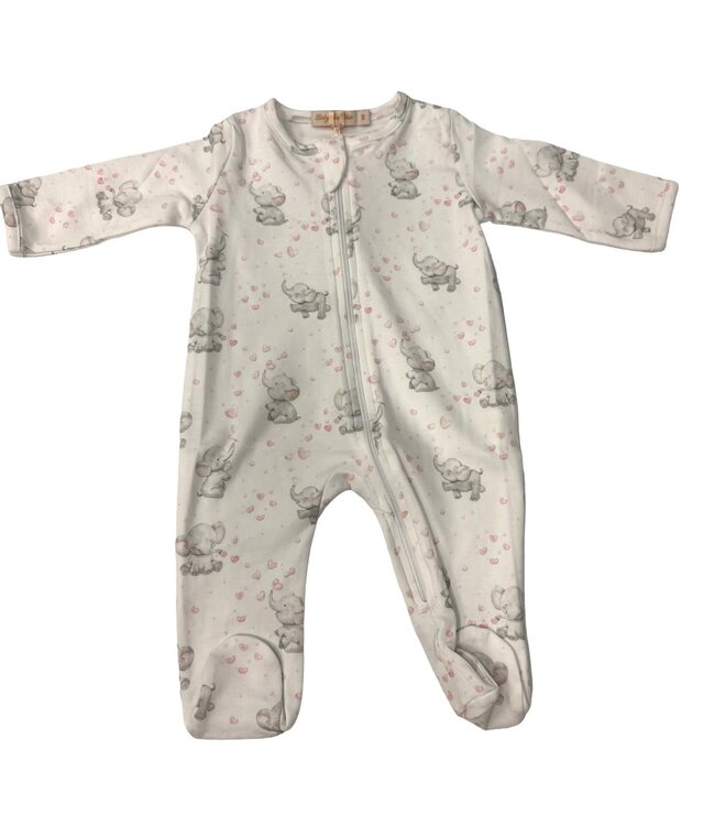 Bubbly Elephant Pink Zipper Footie
