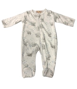 Baby Club Chic Bubbly Elephant Blue Zipper Footie