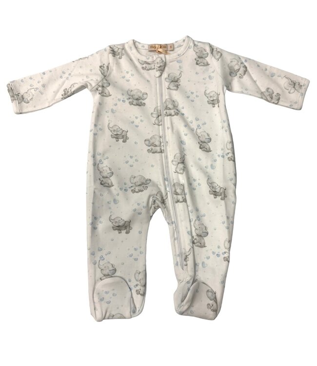 Bubbly Elephant Blue Zipper Footie