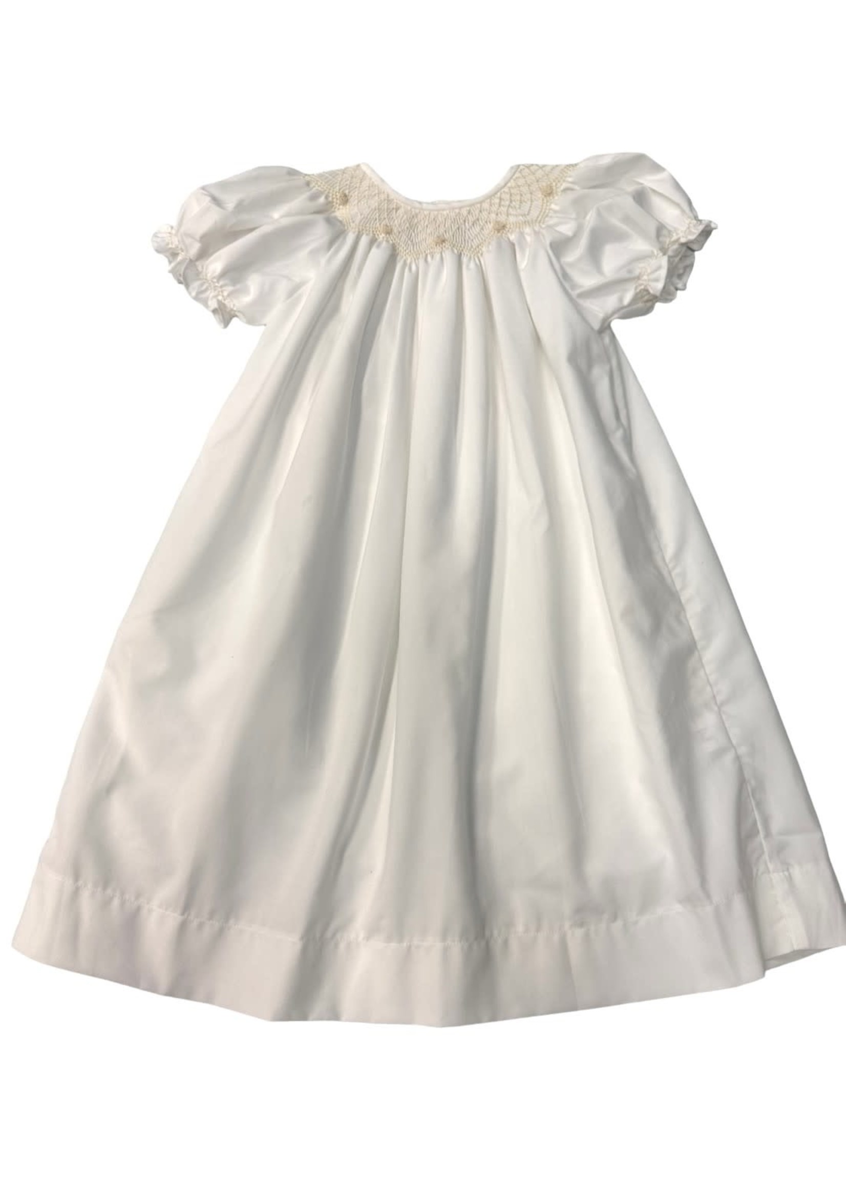 Sweet Dreams Ava White/Beige Smocked Dress
