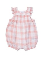 Angel Dear Painted Gingham Pink Smocked Overall Shortie