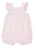 Angel Dear Pink Bunnies Stripe Smocked Overall Shortie