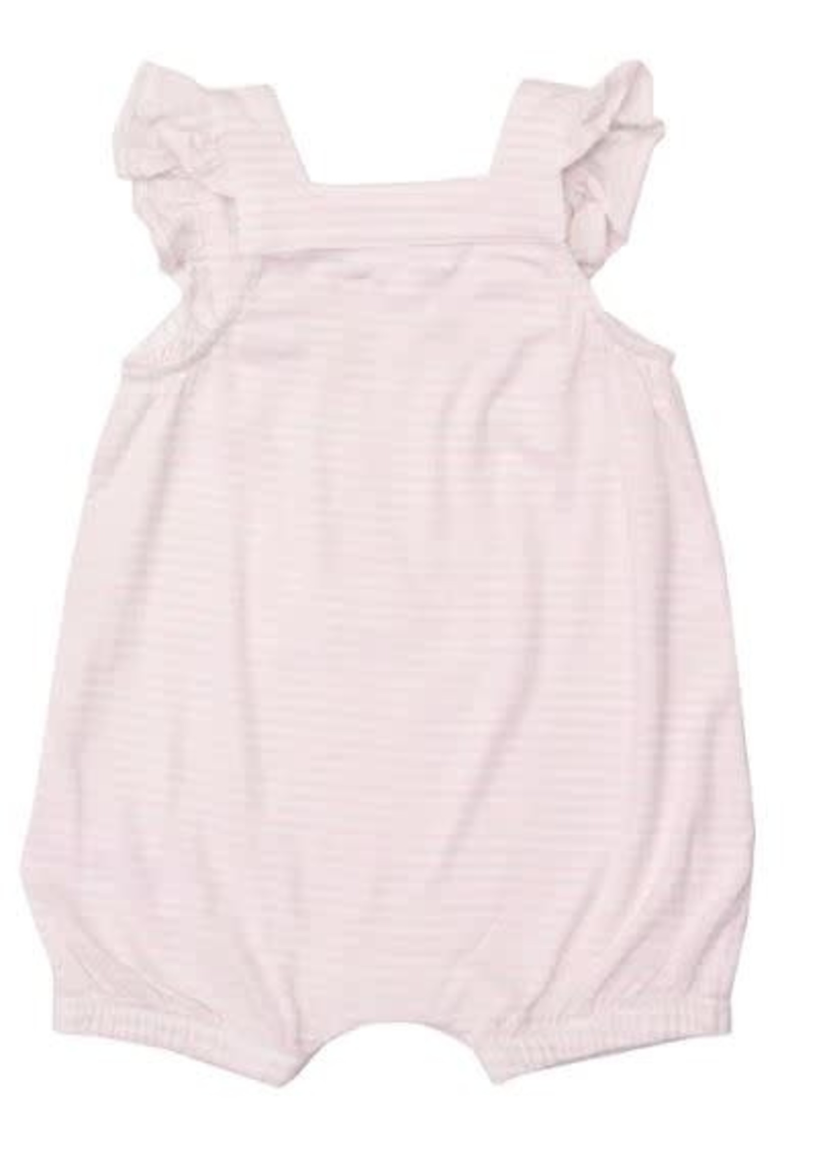 Angel Dear Pink Bunnies Stripe Smocked Overall Shortie