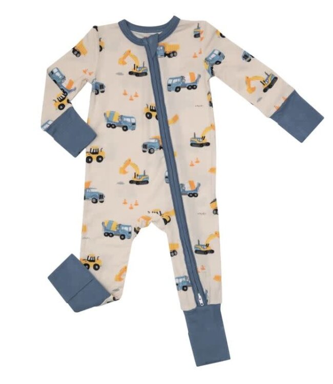 Construction Trucks 2-Way Zipper Romper