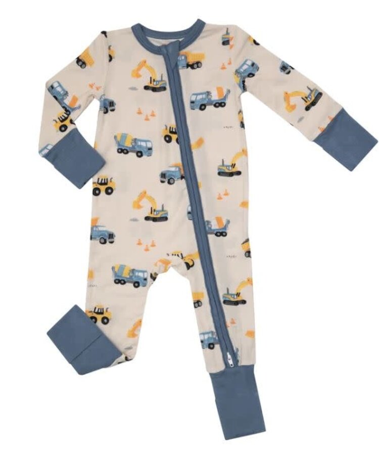 Angel Dear Construction Trucks 2-Way Zipper Romper