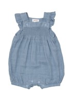 Angel Dear Solid Muslin Soft Chambray Smocked Overall Shortie