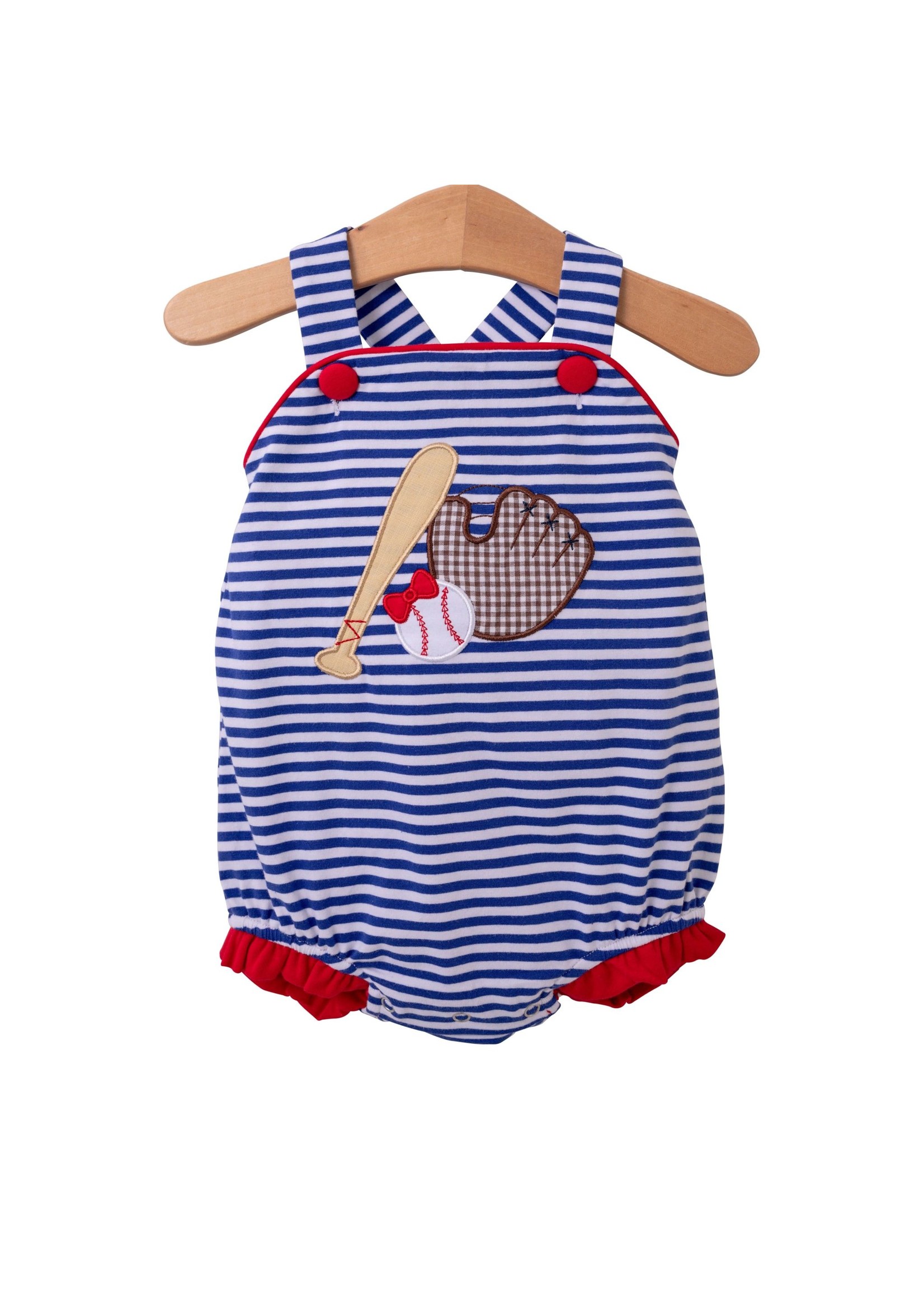 Trotter Street Baseball Applique Ruffle Sunsuit