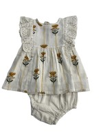 Yo Baby Yellow Floral Cotton Woven Dress/Bloomer Set