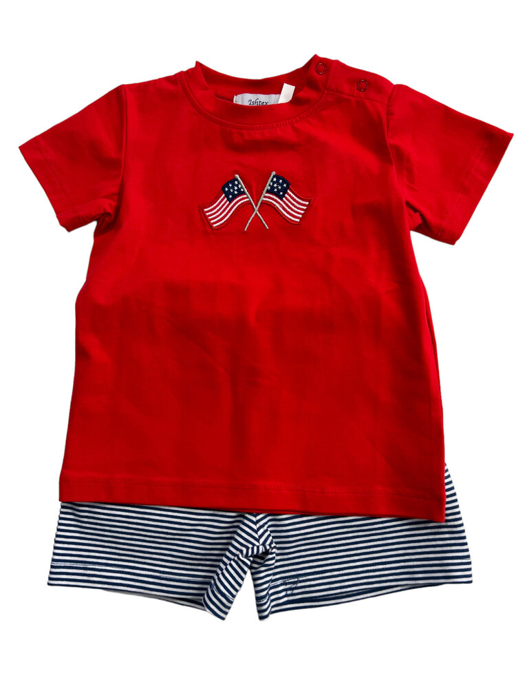 Ishtex Flag Applique Boy's Shorts Set