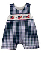 Lil Cactus American Flag Smocked Shortalls