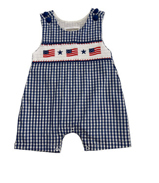 Lil Cactus American Flag Smocked Shortalls