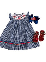 Lil Cactus American Flag Smocked Bishop Dress