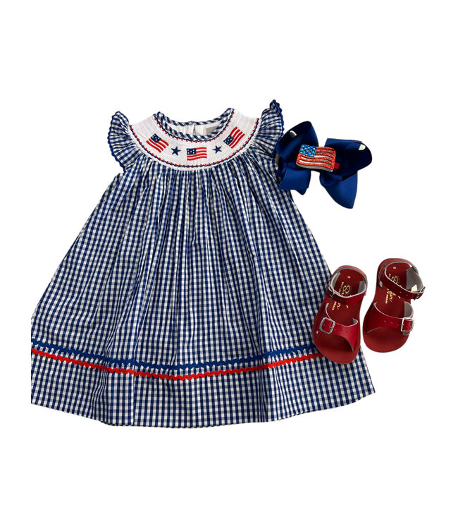 American Flag Smocked Bishop Dress