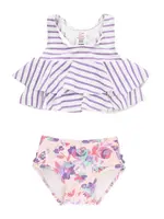 Rufflebutts Lavender Stripe Flounce Bikini