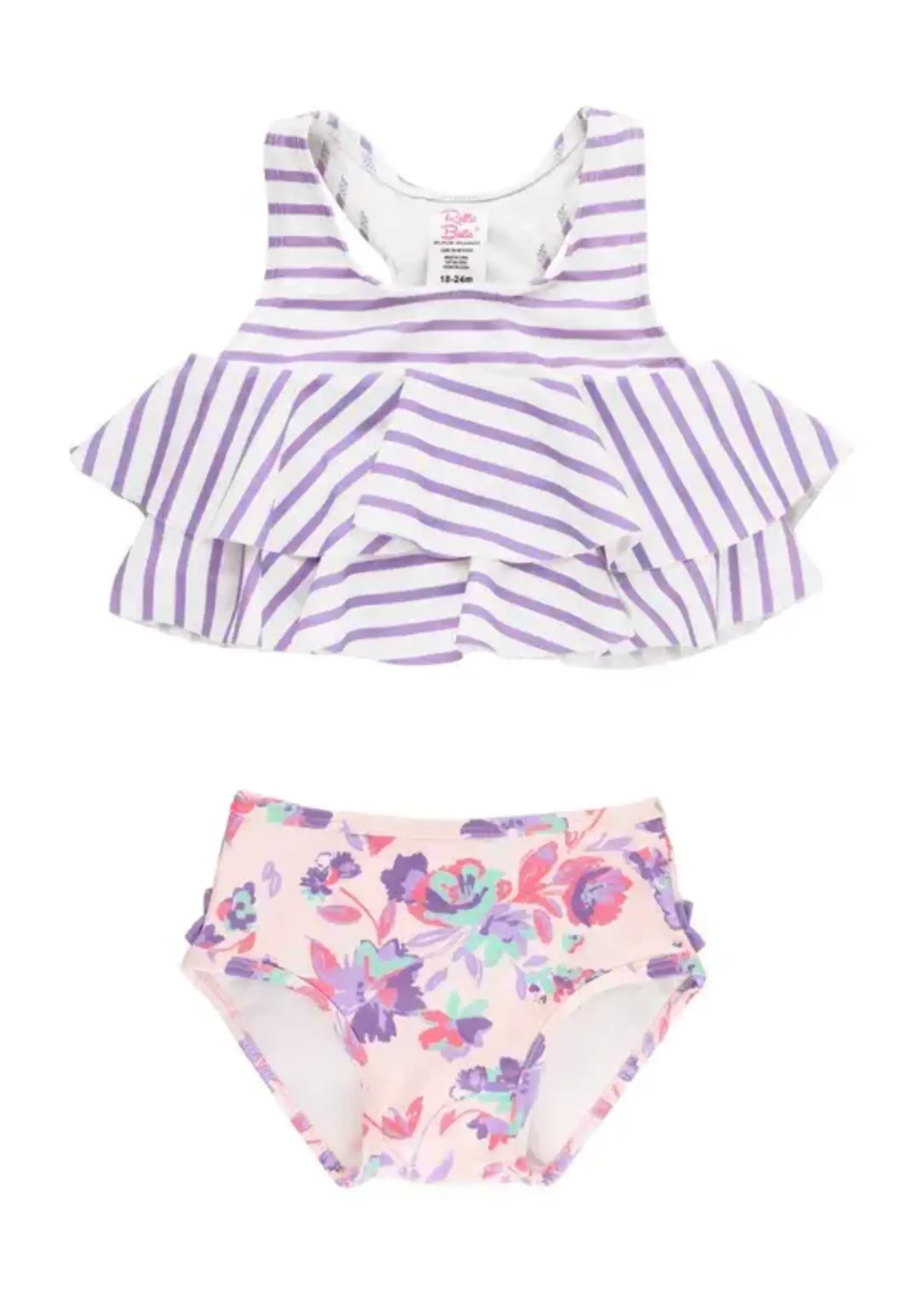 Rufflebutts Lavender Stripe Flounce Bikini