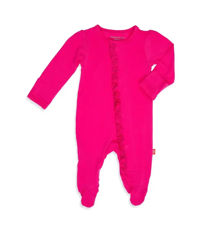 Glam Pink Modal Magentic Ruffle Footie