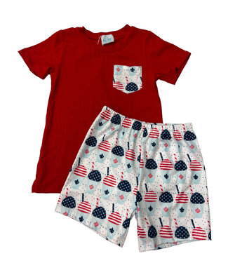 Jolie-Beau Patriotic Snoball Short Set