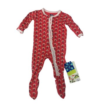 Kickee Pants Red Ginger Mini Trees Ruffle Footie