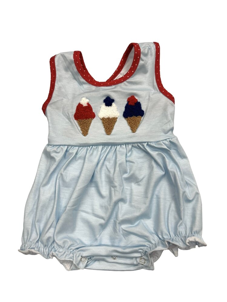 Sweet Southern Oaks French Knot Patriotic Ice Cream Girls Bubble