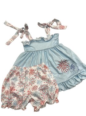 Sweet Southern Oaks Fireworks on the Fourth Girls Short Set