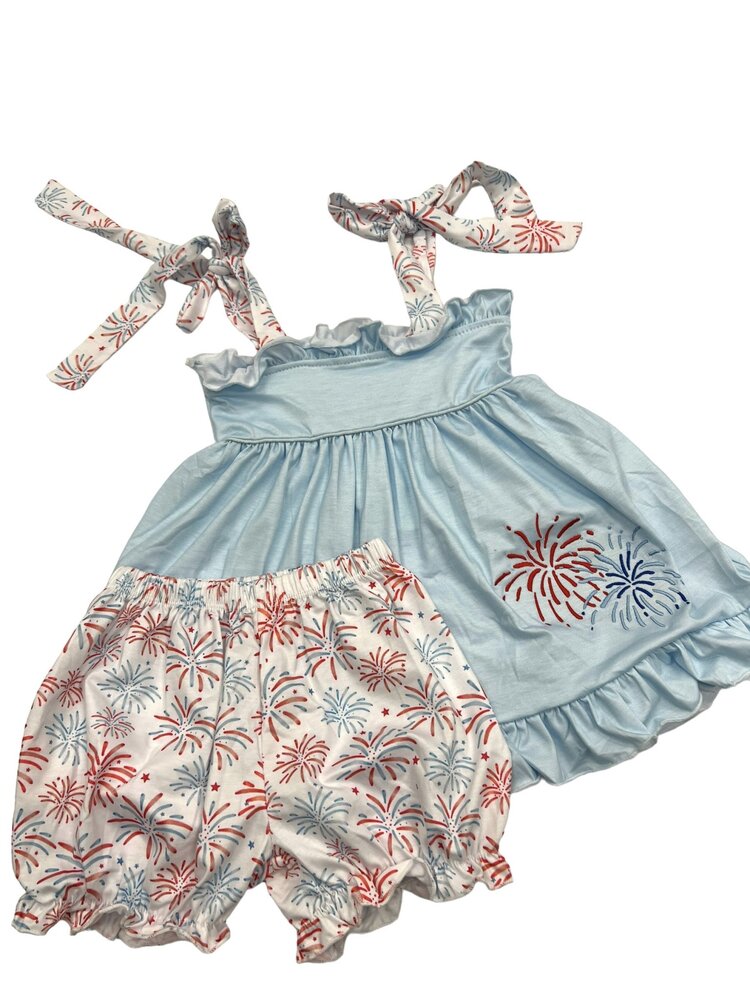 Sweet Southern Oaks Fireworks on the Fourth Girls Short Set