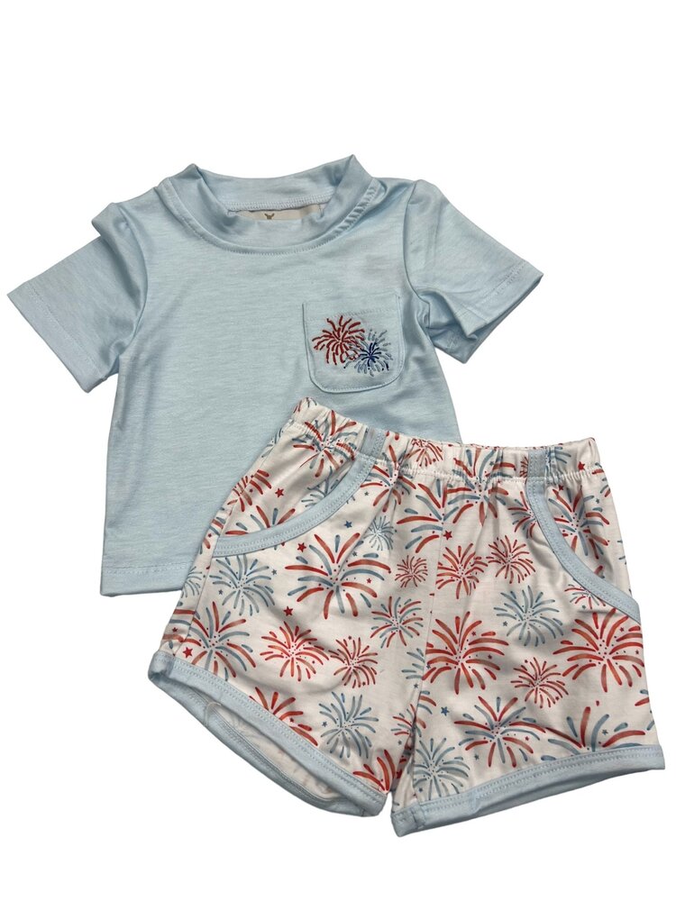 Sweet Southern Oaks Fireworks on the Fourth Boys Short Set