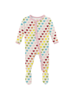 Kickee Pants Rainbow Hearts Ruffle Zipper Footie