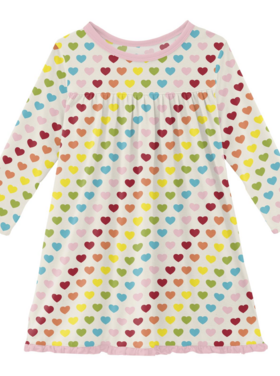 Kickee Pants Rainbow Hearts Long Sleeve Swing Dress