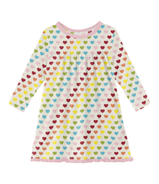 Kickee Pants Rainbow Hearts Long Sleeve Swing Dress