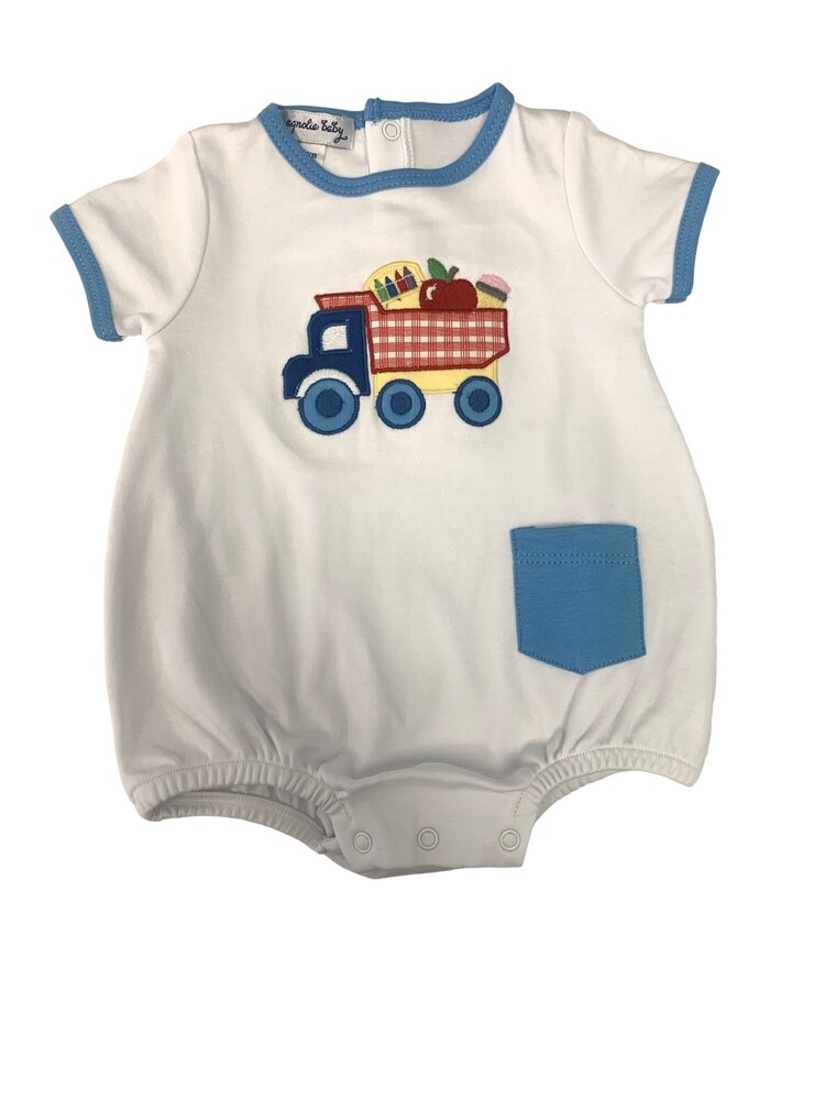 Magnolia Baby School Ready Applique Short Sleeve Boy Bubble