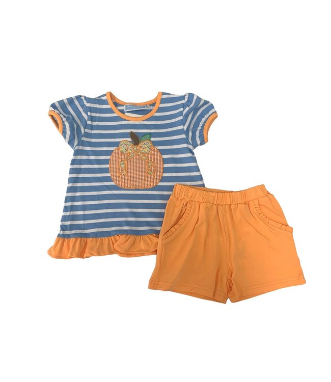 Pumpkin Applique Ruffle Short Set