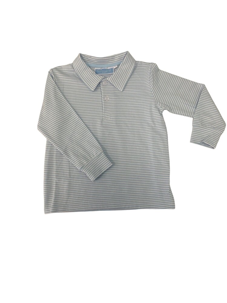 Trotter Street Jackson Polo Light Blue Stripe
