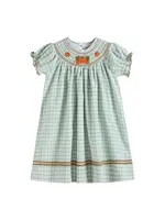 Lil Cactus Sage Green Plaid Pumpkin Smocked Dress