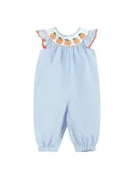 Lil Cactus Light Blue Pumpkin Smocked Flutter Sleeve Playsuit