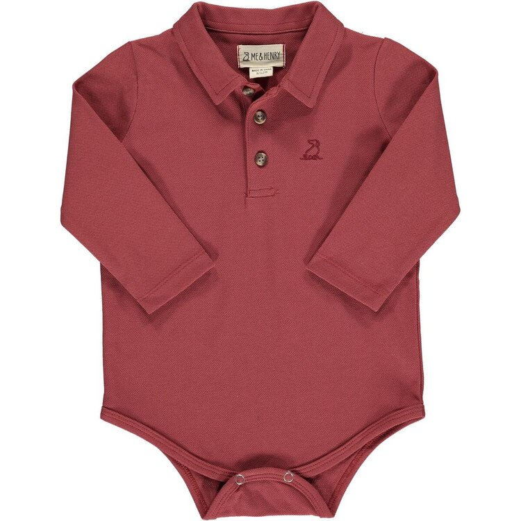 Me & Henry Seymour Polo Onesie Persimmon Pique