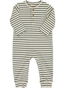 Me & Henry Mason Rib Romper Cream / Charcoal Stripe
