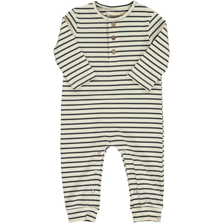 Me & Henry Mason Rib Romper Cream / Charcoal Stripe